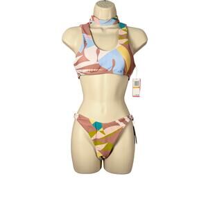 Gossip Bikini Small Multi-color Geometric Print Choker Collar Cheeky High Cut